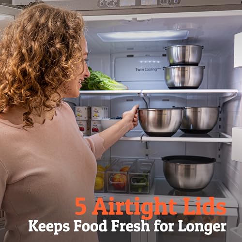 Priority Chef Premium Mixing Bowls With Airtight Lids Set, Thicker Stainless Steel Mixing Bowl Set, Large Prep Metal Bowls with Lids, Nesting Bowls for Kitchen, 1.5/2/3/4/5 Qrt, Green - color: Green