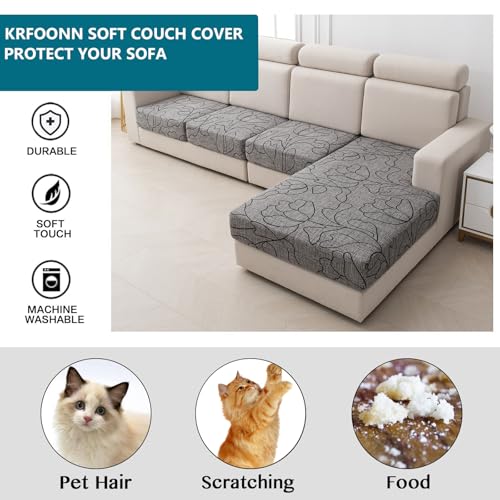 KRFOONN Waterproof Sectional Couch Covers Stretch Sofa Cushion Covers, 04 - color: Color 04, size: Chaise Cover