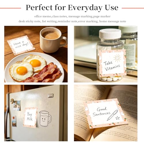 Sticky Notes 3x3 Inches, Cute Self-Stick Note Pads, Funny Memo Pads, Easy to Post Sticky Notes for Office, Home & Notebook Cute Bunny Carrot - color: Cute Bunny Carrot