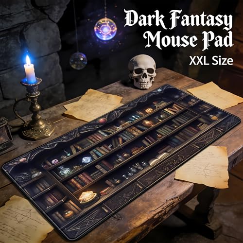 Gaming Desk Mat Large Mouse Pad, Magical Bookshelf Desk Pad Extended Mouse Mat XXL, Keyboard Pad for Gaming Office Home, Full Desktop Computer Pad Dark Academia Desk Decor for Man 31.5" x 15.75" - color: Magical Bookshelf