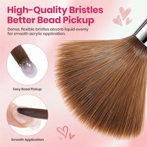 Beetles Acrylic Nail Brush Set, 3Pcs Size 6/10/14 for Acrylic Powder - color: B-Red-3