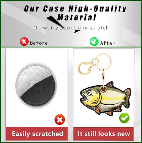 BORKUANA PU Leather Keychain Holder Protective Case Compatible with AirTag - color: Fish 2
