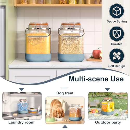 1 Gallon Glass Jar with Lid, 2 Pack Glass Food Storage Containers - size: 1 Gallon / Square Glass Jar