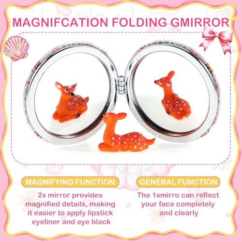 Weysat 9 Pcs Pink Seashell Bow Compact Mirrors Bulk Double Sided Magnify - color: Pink, size: Seashell Bow