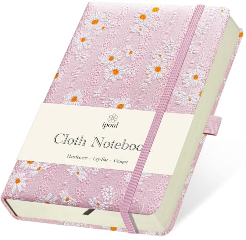 Pink College Ruled Notebook, Girls Journal, Small Notebooks 5x7, B6, Diary for Girls, Daisy Flower Cloth Cover, Journal for Women, School Supplies - color: B6-Cute Daisy Pink