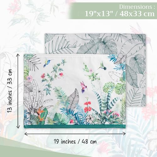 Maison d' Hermine Placemats Set of 4 Reusable 100% Cotton (13"x19") - color: 026 - Tropiques, size: 13" X 19" (Pack of 4)