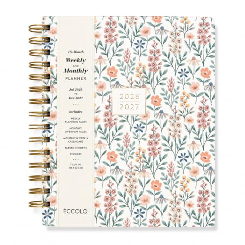 WORLD TRAVELER Academic Planner School Organizer Jul 2026-Dec 2027, 7"x9" - color: Bloom Floral