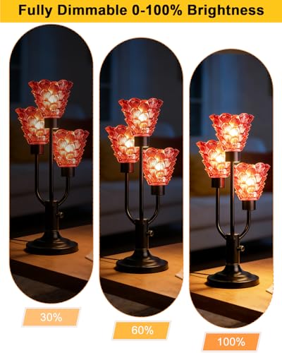 Lightdot Mid Century Modern Glass Table Lamp Dimmable 3 Bulbs Included - color: 11-Black-Pink-Shell