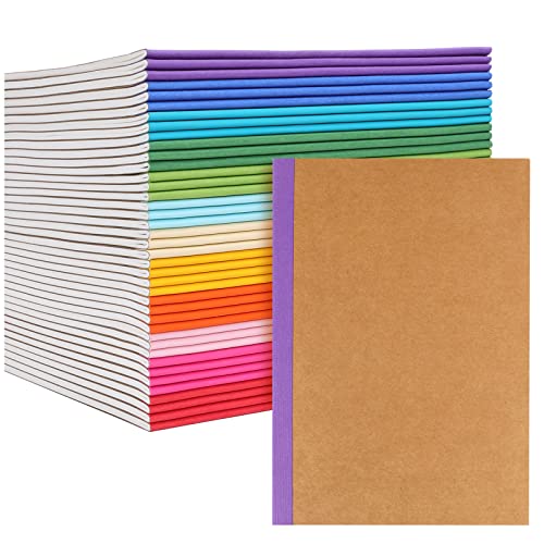 EOOUT 40 Pack A5 Kraft Notebooks Bulk, Lined Journals Bulk Colors with Rainbow Spine, 60 Pages for Kids Writing, Travel, Students - color: Rainbow, style: Lined-40pack