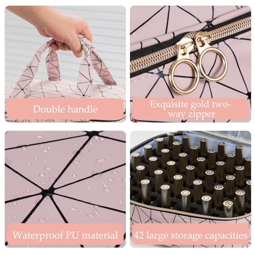 Uross Nail Polish Organizer Bag Holds 42 Bottles Nail Polish & Nail Lamp, Gel Nail Polish Organizers and Storage box for Nail Tech, Nail Kit Supplies Organizer Case - Lightpink - color: Lightpink, size: Large - 11 x 9.5 x 9.5 inch (42 bottles)