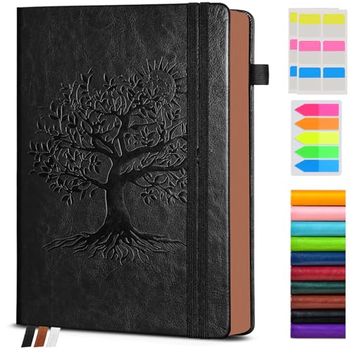 PAIBAS Lined Journal Notebook with 300 Page Numbered Pages, Vintage Leather - color: Black, size: B5 (7in x 10in)