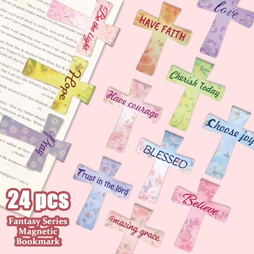 Magnetic Bookmarks, Tumwisk 24PCS Magnetic Bible Cross Bookmarks - color: Cross