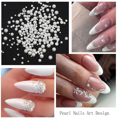 Flatback Nail Pearls Rhinestones for Nail Art DIY Nail Charms - color: Colorful-01