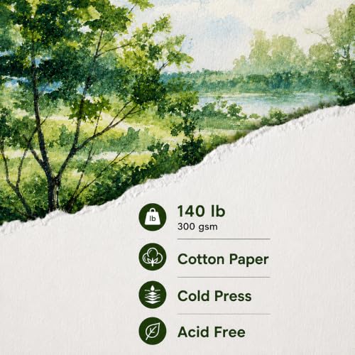 tumuarta Watercolor Journal 5.5 x 5.5, 140lb/300gsm Cold Press Paper, 24 Sheets/48 Pages, Lay-Flat Hardcover Watercolor Paper Sketchbook for Travel & Mixed Media - color: Brown, size: 5.5x5.5"