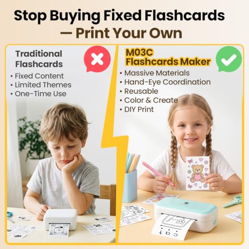 Phomemo M03C Flash Cards for Toddlers Age 2 3 4 5 6+, Kids Educational Toys