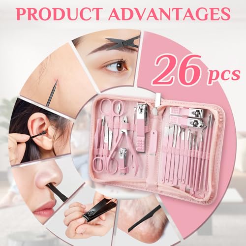 MINKINH 26-Piece Manicure Set for Women, Pink At-Home Nail Care Kit - color: Pink