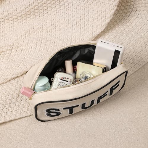 uekeboag Canvas Chenille Letter Stuff Makeup Bag(01Black-Stuff) - color: Black Stuff