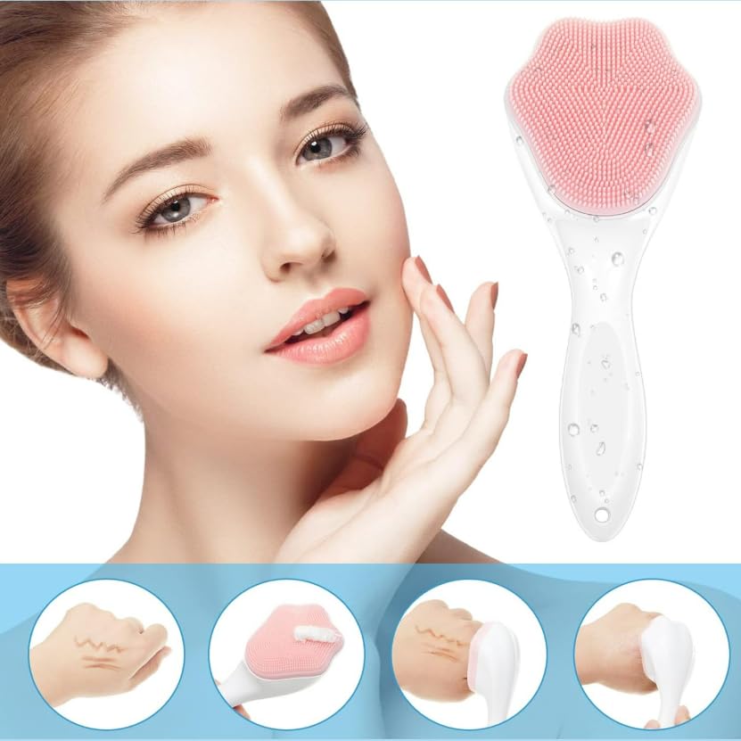Cat Paw Silicone Face Scrubber Mannual Facial Deep Cleaning Brush Makeup Removal Blackhead Pore Exfoliating Tool - color: Blue