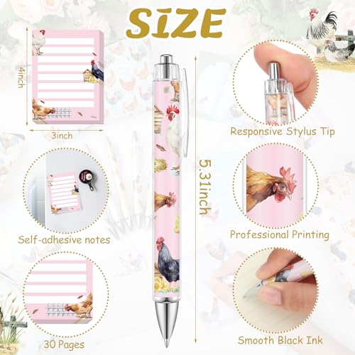 Eaasty 20 Pieces Chicken Gift Set Sticky Notes with Roosters Chicken Pens, Pencil Bags Makeup Bags, 3 x 4 Inches Cute Note Pads, Funny 1.0 mm Ballpoint Pens, Office Supplies for Women - style: Chicken