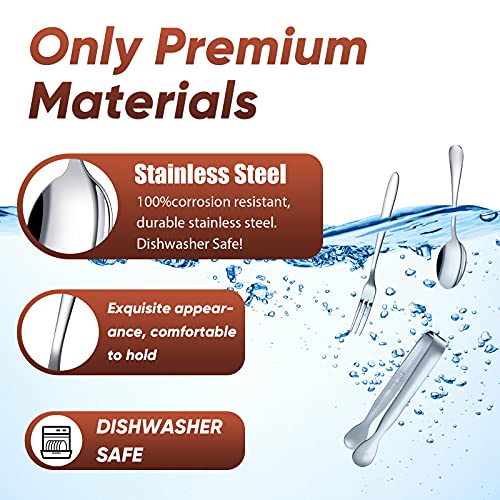 24 Pcs Mini Appetizers Forks and Spoons Tongs, Vivid Sharp Spoon, Silver - color: Vivid Silver, size: Sharp Spoon