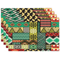 Traditional African Tribal Placemats Set of 4 12x18 Inch - color: Vibrant, size: Set of 4
