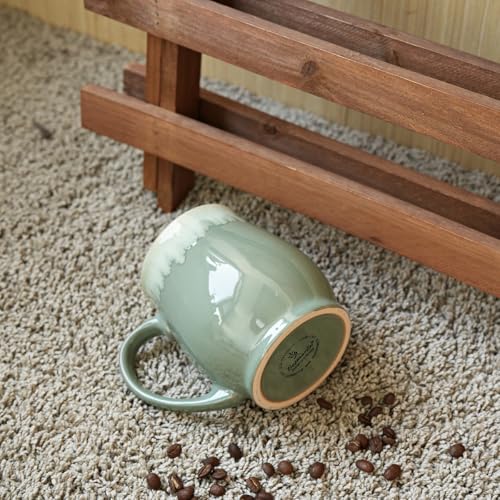 Bosmarlin Extra Large Ceramic Coffee Mug, 24 Oz, Dishwasher and Microwave Safe, Big Oversized Tea Cup, Reactive Glaze (Pale Green) - color: Pale Green