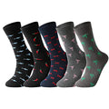 Mens Dress Socks, 5 Pair Combed Cotton Colorful Patterned Funny Crew Socks for Men Comfort - color: Animal