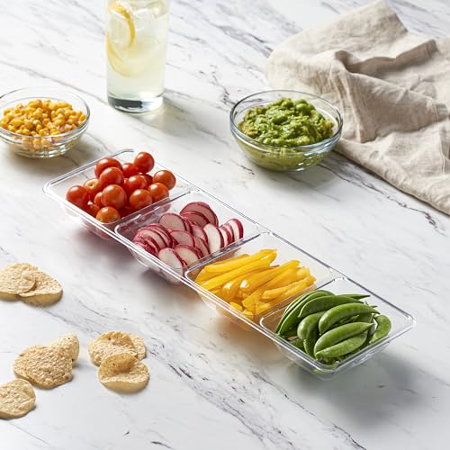 PLASTICPRO 4 Sectional Rectangle Plastic Disposable Serving Pack of 2 - color: Clear