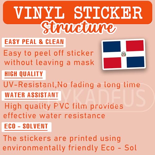 (3Pcs) Dominican Republic Flag Stickers – Dominican Flag Vinyl Decals - color: Dominican Republic