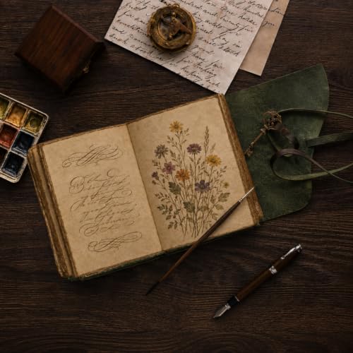 NomadCraftsCo Vintage Leather Journal, Handmade Deckle Edge Paper 240 Pages - color: Green, size: 9" x 6"