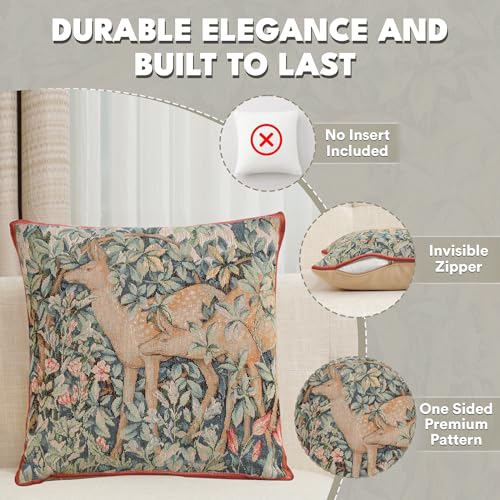 William Morris Two Does In A Forest Tapestry Pillow Cover 14 x 14 in - color: Two Does in a Forest, size: 14" x 14" (Pack of 1)
