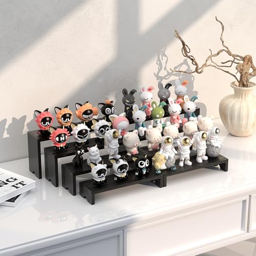 4 Set Black Wooden Tiered Riser Display Stands for Vendor Events,Stackable Wood Cupcake Stand,Farmhouse Decor Wood Dessert Table Display Set,Vendor Booth Display Items,Food Display Risers for Party - color: Black, size: 4 PACK