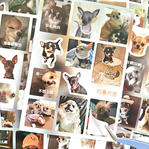 300+ Japanese Sticker Book for Scrapbooking Supplies,Kawaii Pet Themed Stickers Book for Bullet Journaling,Pre-Cut Japanese Stickers for Junk Journal,Phone Case,Cups(Evil Chihuahua) - color: Evil Chihuahua