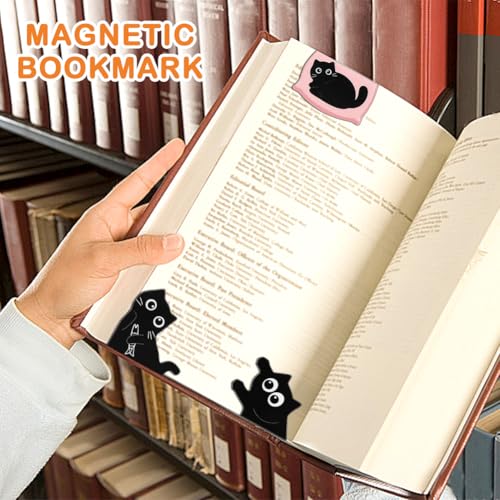 10pcs Magnetic Bookmarks,Cute Black Cat Bookmark Magnetic Bookmarks for Reading Women Men Teacher,Personalized Magnet Bookmark Clips Bookish Gift for Book Lovers,Page Markers