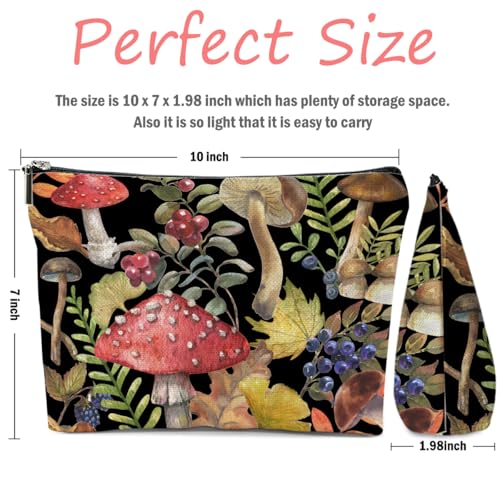 Retro Mushroom Makeup Bag, Mushroom Gifts Cosmetic Bag Mushrooms Stuff - color: Multicolor 0140