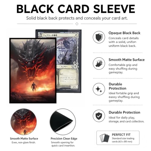 100 PCS TCG/MTG Card Sleeves, Matte Back Anti-Slip & Easy Shuffling Applicable to OCG CCG DTCG PTCG, 2.6 x 3.6 in Standard Size Cards (Dragon Roar) - color: Dragon Roar