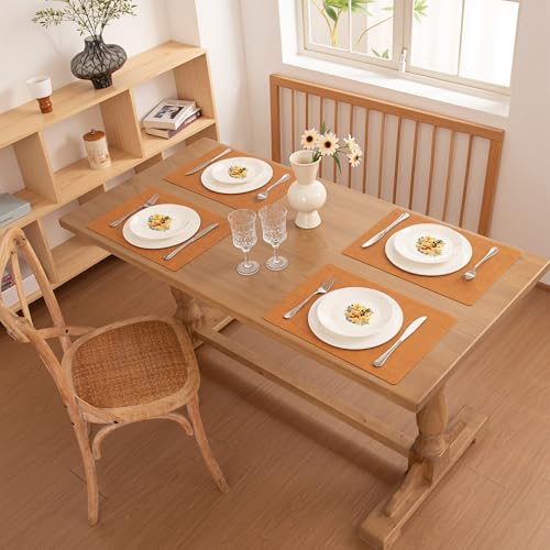 FROMHEART Faux Leather PU Placemats Set of 4 (Orange Grey,11.8" x 17") - color: Orange-grey, size: Set of 4