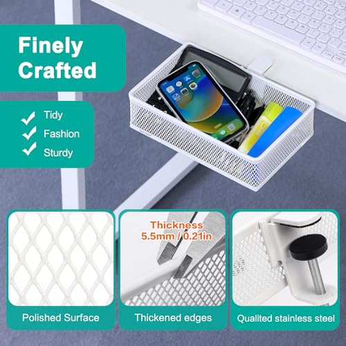 Under Desk Drawer, Clamp on Desk Organizer Under Table Hanging Desk Storage - style: White - Small