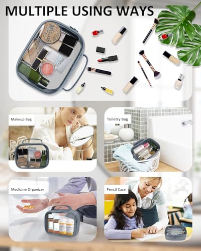 Moyad TSA Approved Toiletry Bag Clear Quart Size Travel Bags Makeup Bag - color: Grey, size: 2 Pack, Handle