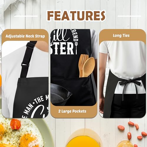 Grill Master Funny Aprons for Men with 2 Pockets, Cooking Apron for Dad, Gag Gifts for Men, Adjustable BBQ Grilling Apron for Husband, Chef Kitchen Gifts for Birthday & Father’s Day - A14 - color: Grill Master 3