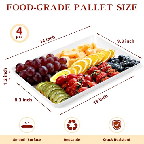 DCA 4 Pack White Serving Trays for Entertaining, BBQ & Parties