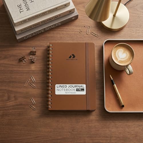 Nextnoid A5 Lined Spiral Notebook - 170 Pages, College Ruled, Brown - color: m-Brown