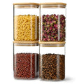D2scrma 37oz/1.2Qt/1100ml Square Glass Storage Containers with Lids 4-Pack - size: 37oz*4