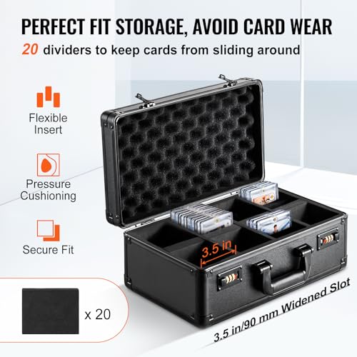 VEVOR Card Storage Box - 4 Slot Case with Coded Lock, Foam Dividers, Holds 76 BGS or 84 SGC Cards - size: 108 PSA, style: Coded Lock