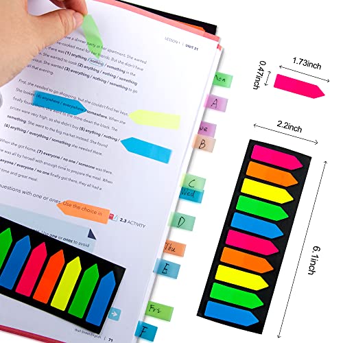 Golcellia Fluorescent Translucent Sticky Note Flags, 2400 Pcs Total, Pack of 10 Color Tabs, Arrow Sticky Notes, Page Flag Markers, Arrow Index Tabs - color: Arrow-12