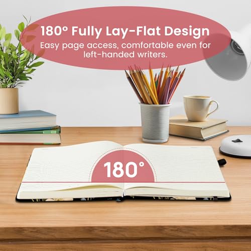 Taja Aesthetic Lined Journal for Women, Pretty Notebooks for Work & Study - color: E-Peony Bloom