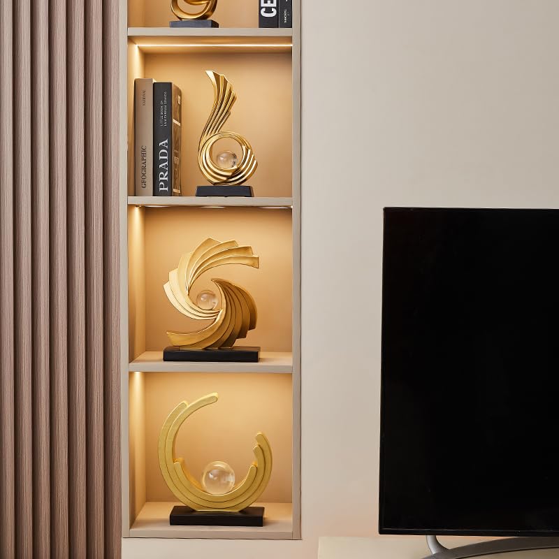 AWNR Modern Abstract Art Sculpture Living Room Aesthetic Decor - color: Gold