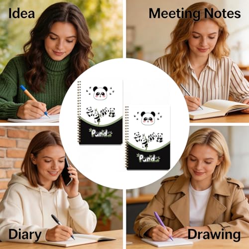 2 Pcs Panda Gifts for Women Men Cute Pandas A5 Spiral Notebook Journal - color: Multicolour 0178