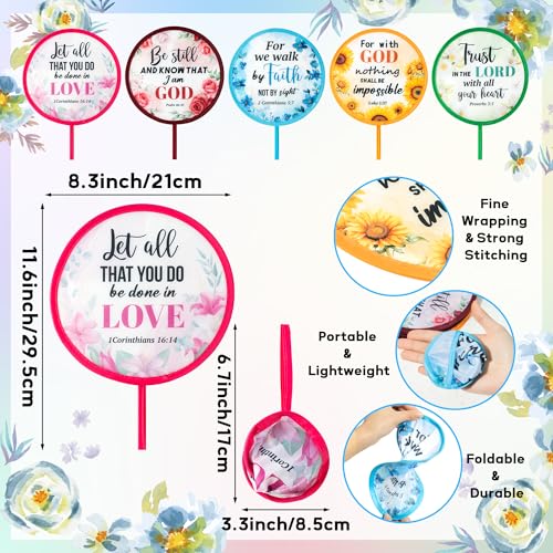 R HORSE 50Pcs Christian Church Fans Bulk Religious Folding Handheld Fan - color: Religious Flower