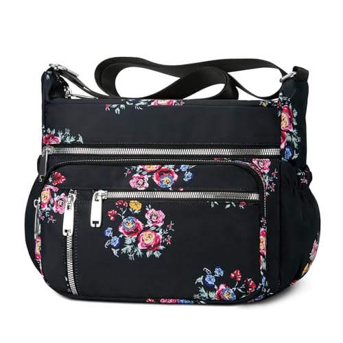 NPBAG Crossbody Bag for Women, Shoulder Purse Handbag Messenger Bag, Trendy Pocketbooks, Waterproof and Multi-Pockets - color: Floral
